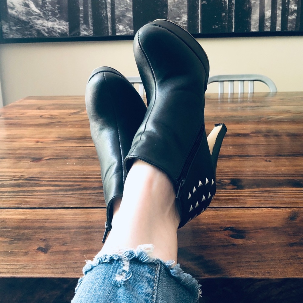 Madden Girl black studded platform ankle boots